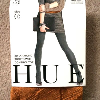 Hue size 1 Havana 3D Diamond Control Top 40 Denier Tights Style 13634 NWT